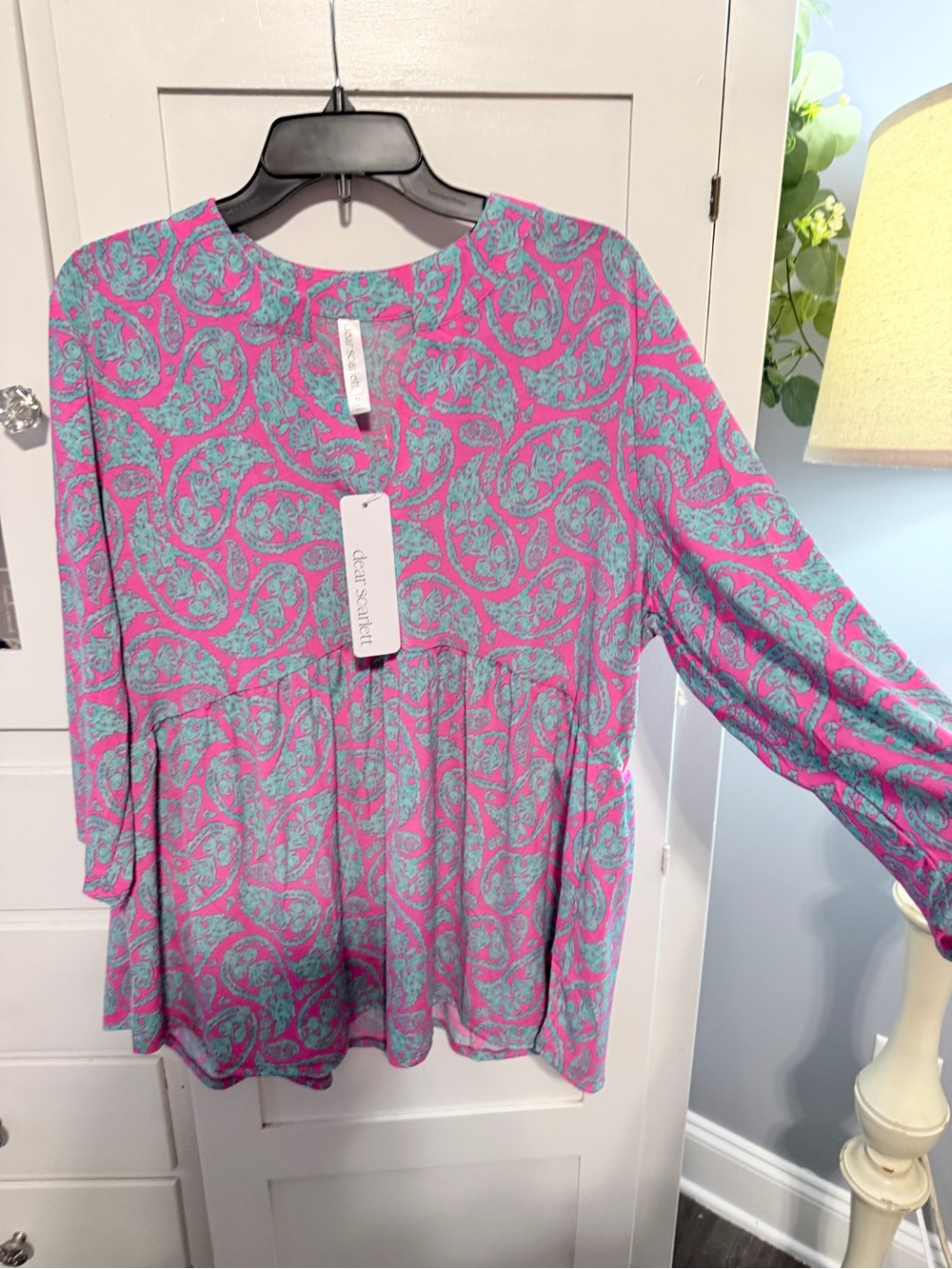 Scarlett Pink & Teal Paisley Peplum Tunic